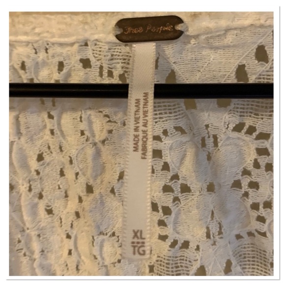 Free People Smocked Lace Confection Top Long Sleeve Ivory Size XL - Picture 9 of 12